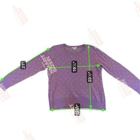 Liz Claiborne Sz XL Cotton Purple And Grey Polka Dot Preppy Old Money Academia - Picture 7 of 7